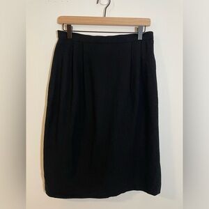 Vintage Black 100% Wool Fully Lined Pencil Skirt, Size 12, Has Pockets!
